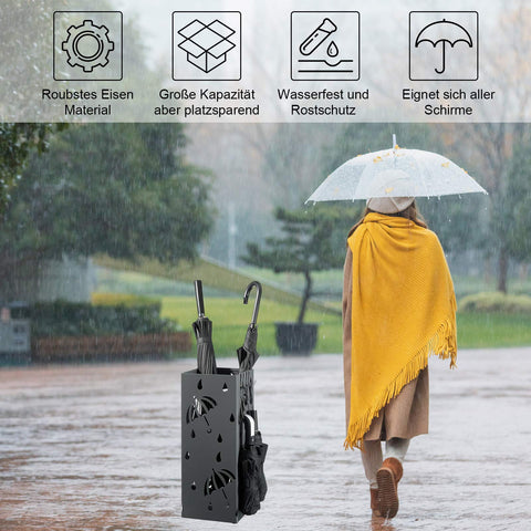 Rootz Umbrella Stand - Brolly Holder - Parasol Organizer - Rain Gear Storage - Canopy Rack - Shade Support - Anthracite - 20x20x49cm