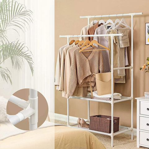 Rootz Clothes Rack - Coat Rack - Clothes Rail - Metal - 2 Rods - ?114 x 45 x 171 cm