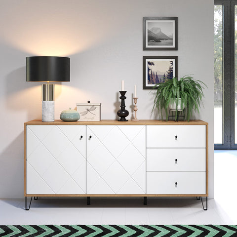 Rootz Living Room Sideboard - Stylish Furniture Piece for Your Home - Elegant Storage Solution in Artisan Oak/White