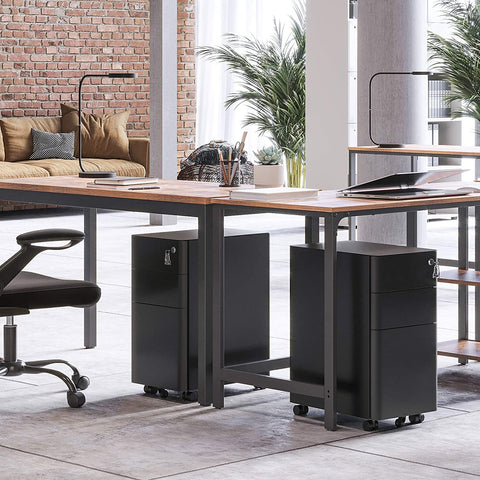 Rootz Scottsbluff File Cabinet - Roll Container - Drawer Cabinet - Wheels - Lock - Documents - Letter Format - Suspension File - Black - Steel - 30 x 46 x 59.2 cm