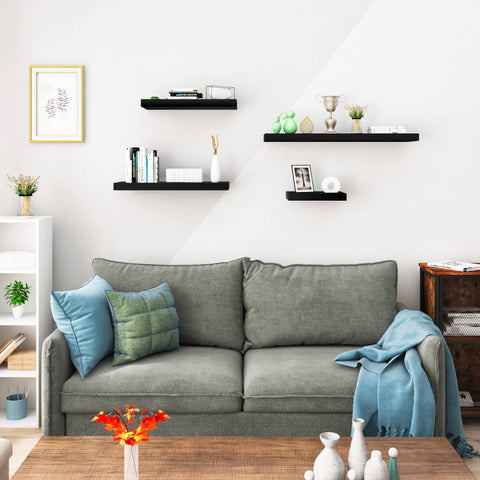 Rootz Volato Wall Shelf - Floating Ledge - Storage Display - Bookshelf - Mounted Rack - Hanging Organizer - Black - 50x22.9x3.8cm