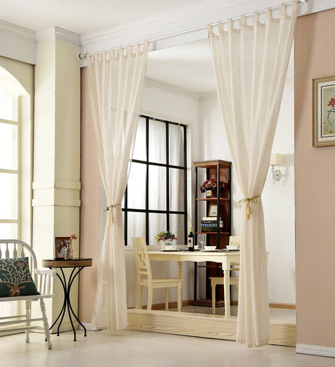 Rootz Transparent Curtains - Drapes - Window Dressings - Window Coverings - Sheers - Linen-Look Panels - Room Accents - Cream - 140x225cm