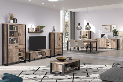 Rootz Premium Sideboard - Stylish Furniture Piece for Home Decor - Stylish Buffet - Chic Cupboard - Modern Credenza - Trendy Cabinet - Contemporary Shelving - Brown & Black - 214 x 86 x 45 cm