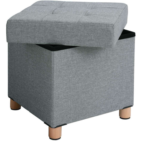 Rootz Hocker - Stool With Storage - Ottoman - Gray Seating Chair With Storage Space - 38 x 40 x 38 cm (W/H/D)
