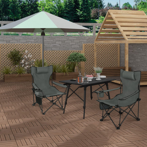 Rootz Camping Chair - Foldable Fishing Seat - Beach Lounger - Reclining Deck Chair - Portable Outdoor Furniture - Relaxation Seat - Gray - 35.7 x 7.7 x 6.9 inches