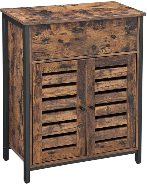 Rootz Industrial Storage Cabinet - Chest of Drawers - Bookcase - Sideboard - 2 Doors and 2 Drawers - 70 x 30 x 80 cm