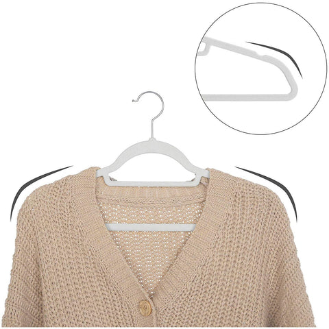 Rootz Clothes Hangers - 20 Pieces - Velvet - ABS - Anti-Slip - White - 45 x 0.6 x 23.5 cm