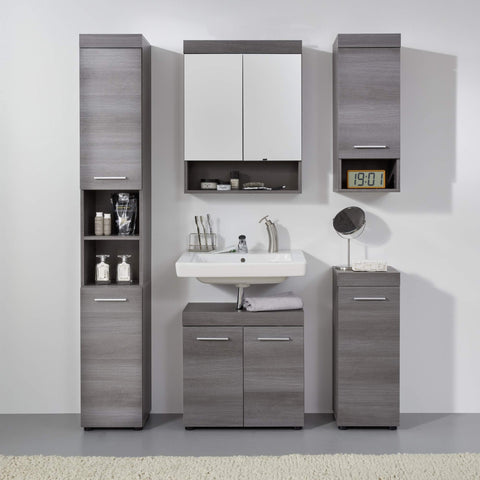 Rootz Standing Cabinet - Storage Unit - Furniture Piece - Home Organizer - Shelving Solution - Smoke Silver - 30x76x30cm