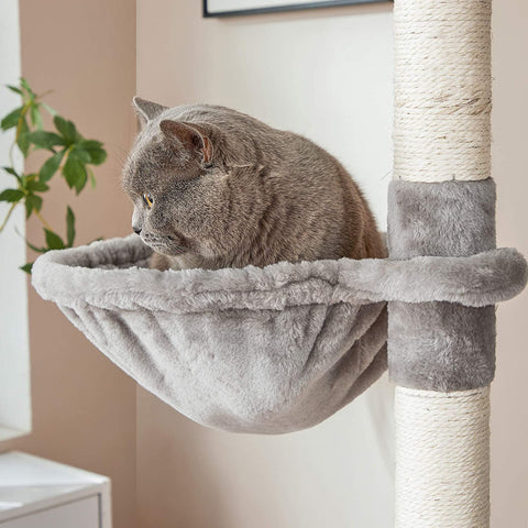 Rootz Scratching Post - Cat Tree - Cat Caves - Hammock - Gray - Beige - Hammock - 7 Levels - 60 x 50 x 206 cm