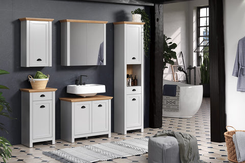 Rootz Wall Cupboard - Stylish Hanging Cabinet with Adjustable Door and Shelf - Grey Oak - 46x73x24 cm