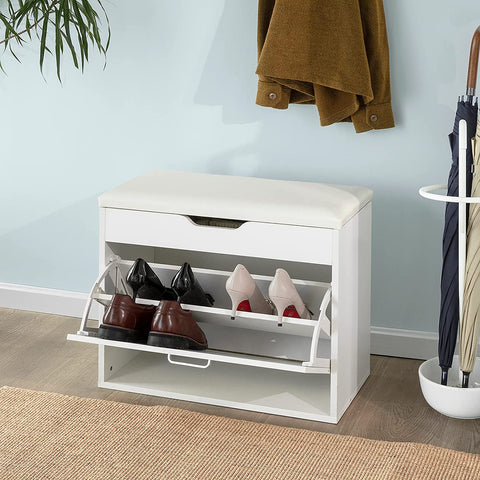 Rootz Shoe Rack Shoe Bench Shoe Cabinet with Folding Padded Seat & Flip - drawer