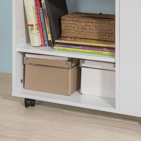 Rootz 3 Tiers Storage Shelf on Wheels- Desk Side Printer Shelf- Bookcase Side Table End Table