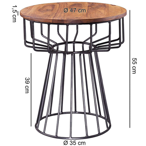 Rootz Side Tables - Wood Metal Coffee Table - Side Tables - Brown - 47 x 55 x 47 cm