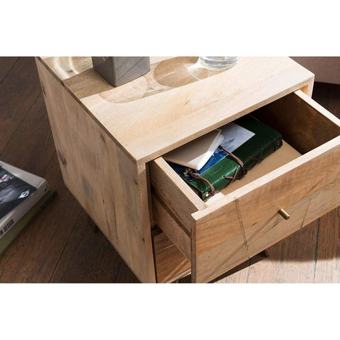 Rootz Bedside table - Bedside tables - Solid Wood - Brown - 40 x 56 x 40 cm