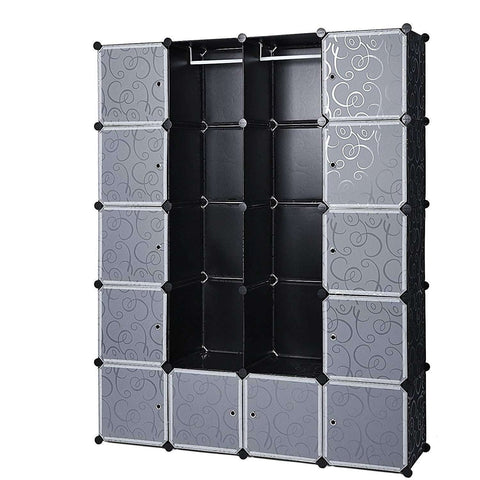 Rootz Wardrobe Click System - 14 compartments - Plastic - Clothes - Wardrobe with hanging rails - 143 x 36 x 178 cm
