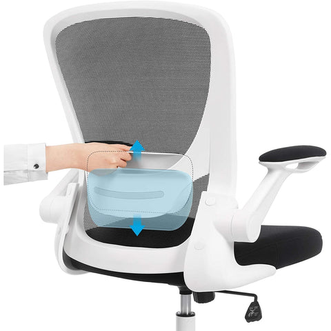 Rootz Bureaustoel - Bureaustoel - Mesh Cover - Ergonomisch - Verstelbare Lendensteun - Wit - Zwart - 66 x 60 x (99-107) cm