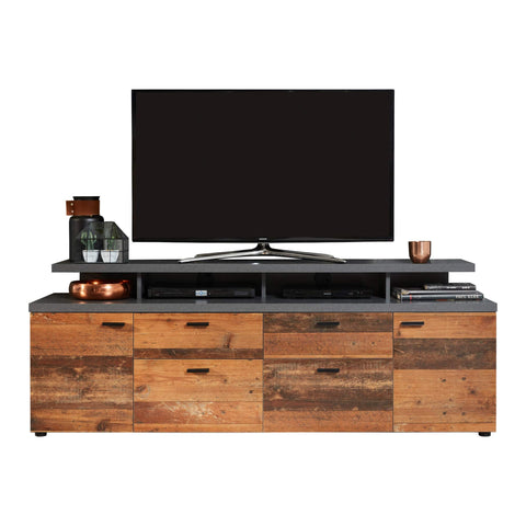 Rootz TV Lowboard - Media Console - Entertainment Stand - Television Cabinet - TV Bench - Media Stand - Dark Brown & Grey - 180x66x47 cm