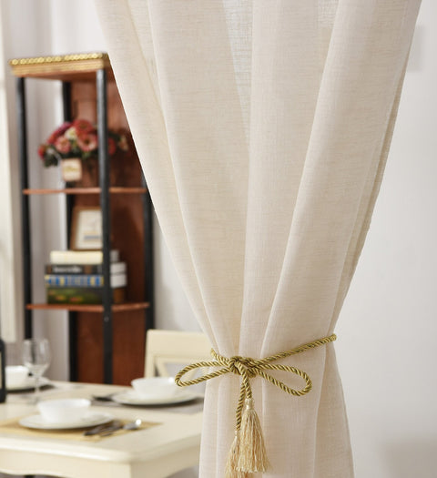 Rootz Transparent Curtains - Drapes - Window Dressings - Window Coverings - Sheers - Linen-Look Panels - Room Accents - Cream - 140x225cm