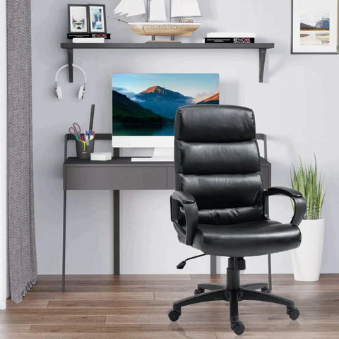 Rootz Office Chair - Swivel Chair With Backrest - Executive Chair - Height-adjustable - Computer Chair - Work Chair - Desk Chair With Rocker Function - Black - 66 x 66 x 107-114 cm