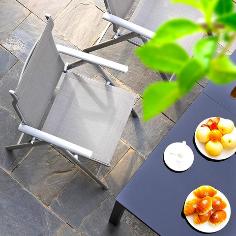 Rootz Gartenstühle – 2er-Set – Klappstühle – Outdoor-Stühle – Aluminiumrahmen – Rückenlehne – verstellbar – Schwarz/Grau