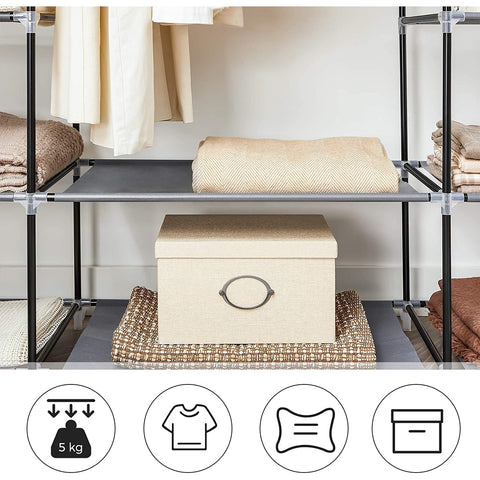 Rootz XXL Wardrobe - Fabric Closet - Folding Closet With 3 Rollable Doors