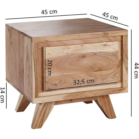 Rootz Nightstand - Wooden Side Table - Brown - 45 x 45 x 44 cm