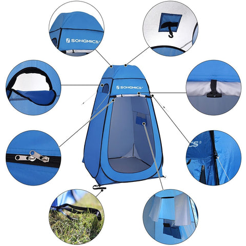 Rootz Pop-Up-Zelt – Umkleidezelt – Hochzelt – Angeln – Strand – Tragetasche – Reißverschluss – Blau – 120 x 120 x 190 cm