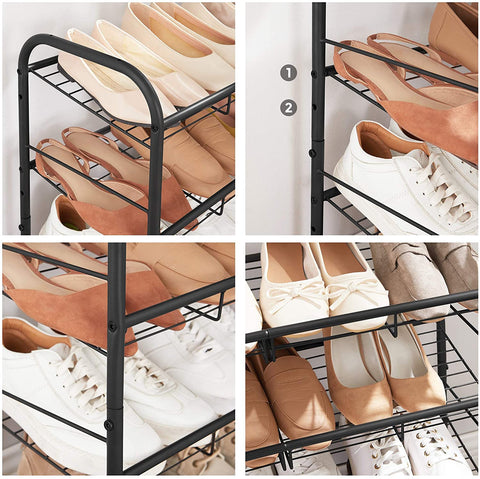 Rootz Schoenenrek - Schoenen Organizer - 3 Niveaus - Max 12 paar Schoenen - Staal - Zwart - 68,5 x 27,5 x 49,5 cm