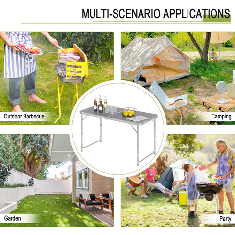 WOLTU Campingtisch Klapptisch Gartentisch Arbeitstisch Balkon höhenverstellbar Aluminium MDF Grijs CPT8122gr