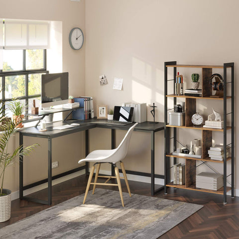 Rootz Eckschreibtisch – L-förmiger Computertisch mit beweglicher Monitorbefestigung – Schreibtische – Heimbüro, Gaming – Schwarz