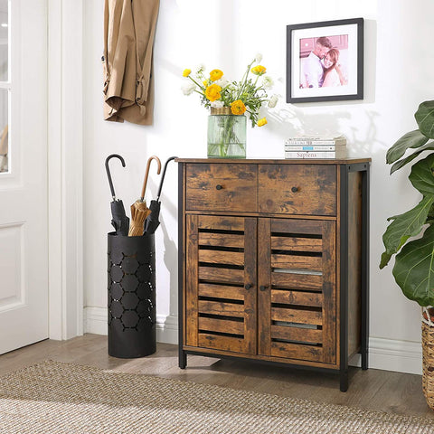 Rootz Industrial Storage Cabinet - Chest of Drawers - Bookcase - Sideboard - 2 Doors and 2 Drawers - 70 x 30 x 80 cm