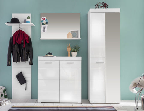 Rootz Wardrobe Cabinet - Stylish Closet Ensemble - White Gloss - Ample Storage - Modern Design - 233x195x38cm