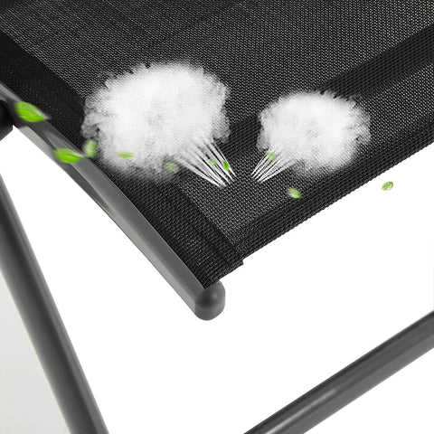 Rootz Gartenstühle – 2er-Set – Klappstühle – Outdoor-Stühle – Aluminiumrahmen – Rückenlehne – verstellbar – Schwarz/Grau