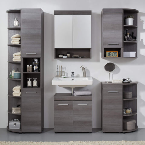 Rootz Badkamer Wastafel Opbergkast - Stijlvolle Vanity Organizer - Chique Badkast - Smoke Silver Elegance - 58x57x31 cm