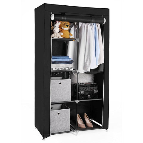 Rootz Wardrobe XL - Wardrobe - Foldable Wardrobe Black