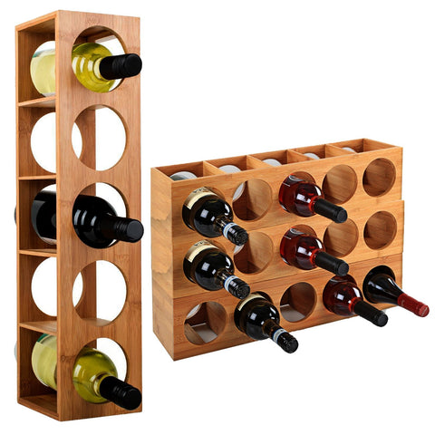Rootz Bamboo Wine Rack - Bottle Holder - Wine Storage - Bottle Organizer - Wine Stand - Vino Shelf - Wine Display - Wood - 13.5x53x12 cm