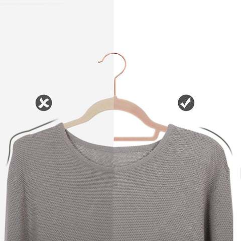 Rootz Clothes Hangers - 50 Pieces - Velvet - Anti-Slip - Space Saving - Pink - Gold - 45 x 0.6 x 23.5 cm