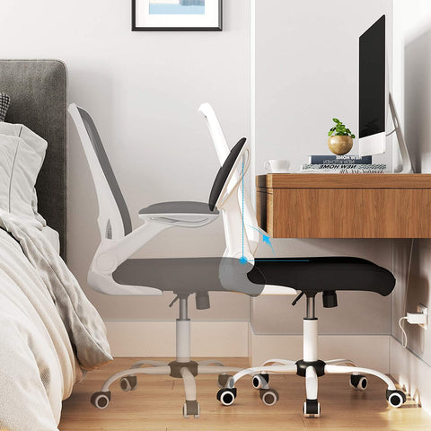 Rootz Bureaustoel - Bureaustoel - Mesh Cover - Ergonomisch - Verstelbare Lendensteun - Wit - Zwart - 66 x 60 x (99-107) cm