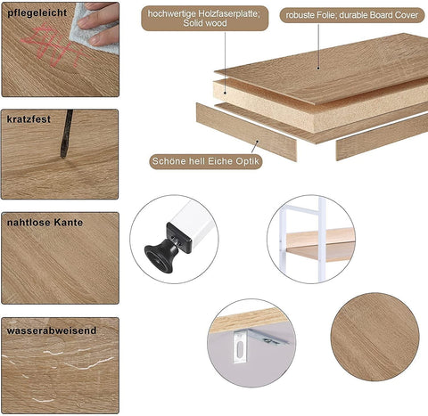Rootz Standregal Hochregal - Shelving Unit - Bookshelf - Storage Rack - Display Stand - Organizer - Tiered Shelf - White + Light Oak - 60x27.5x160 cm