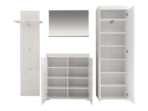Rootz Wardrobe Cabinet - Stylish Closet Ensemble - White Gloss - Ample Storage - Modern Design - 233x195x38cm