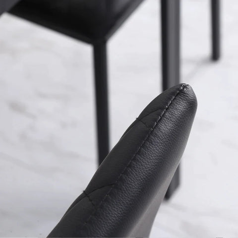 Rootz Dining Room Chairs - Kitchen Chairs - High Backrest - Optimal Support - 4 chairs - Faux Leather - Black -  41 cm x 50 cm x 91 cm