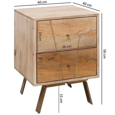 Rootz Bedside table - Bedside tables - Solid Wood - Brown - 40 x 56 x 40 cm