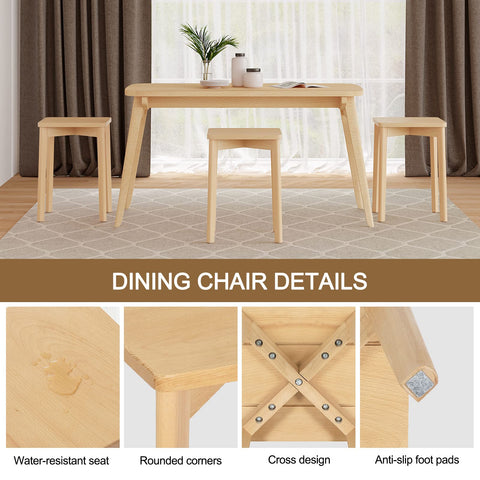 Rootz Wooden Stool - Timber Seat - Wood Perch - Lumber Ottoman - Hardwood Bench - Timbered Rest - Beech Stand - Natural Wood Color - 18.3 x 18.1 x 6.5 inches