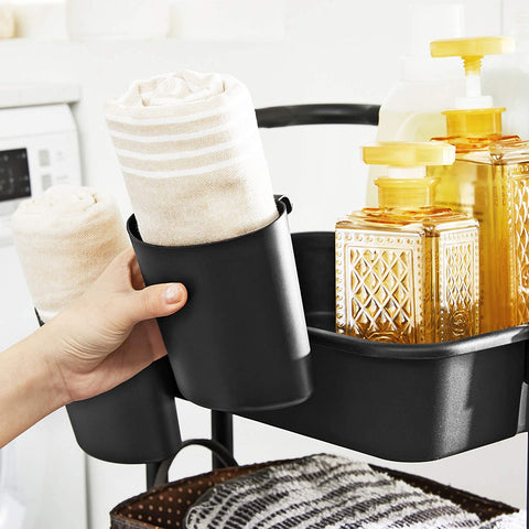 Rootz Kitchen trolley - Kitchen trolley - Serving trolley - 2 Trays - 2 Brakes - Plastic Storage compartments - Black