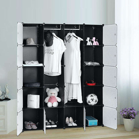 Rootz Wardrobe Click System - 14 compartments - Plastic - Clothes - Wardrobe with hanging rails - 143 x 36 x 178 cm