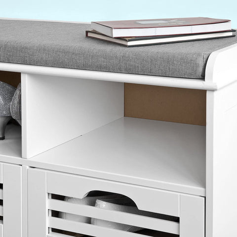 Rootz Schoenenopbergbank met 3 Laden - Schoenenrek - Schoenenkast in de Gang - Wit