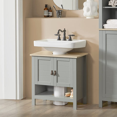Rootz Under Sink Bathroom Cabinet - Storage Cabinet with Double Doors - Suitable for Pedestal Sinks