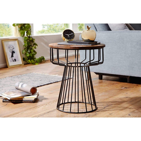 Rootz Side Tables - Wood Metal Coffee Table - Side Tables - Brown - 47 x 55 x 47 cm