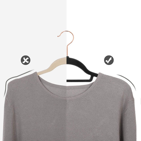 Rootz Velvet Clothes Hanger Set - 30 Pieces - 45 cm - Anti-slip - Trouser Hanger - Clothes Hanger - Black Rose Gold