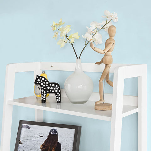 Rootz White Storage Display Shelving Ladder Shelf Bookcase with Drawer and 4 Shelves